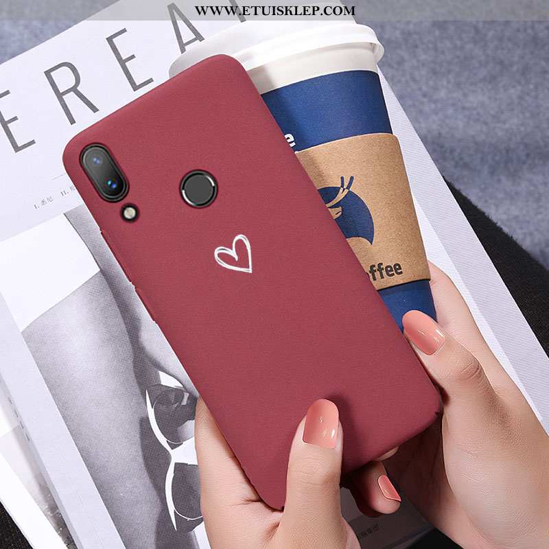 Etui Huawei P Smart+ Super Telefon Komórkowy Futerał Trendy Anti-fall Czerwony Netto Jednolity Kolor