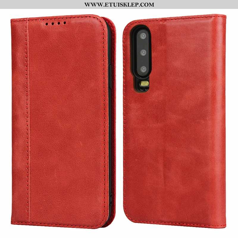 Etui Huawei P30 Prawdziwa Skóra Wysoki Koniec Telefon Komórkowy Futerał Karta Czerwony Na Sprzedaż