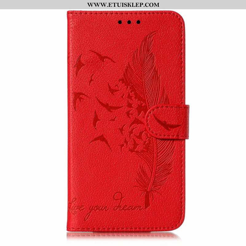 Etui Huawei Y6p Skórzane Czerwony Pakiet Kart Anti-fall Futerał Klapa All Inclusive Tanie
