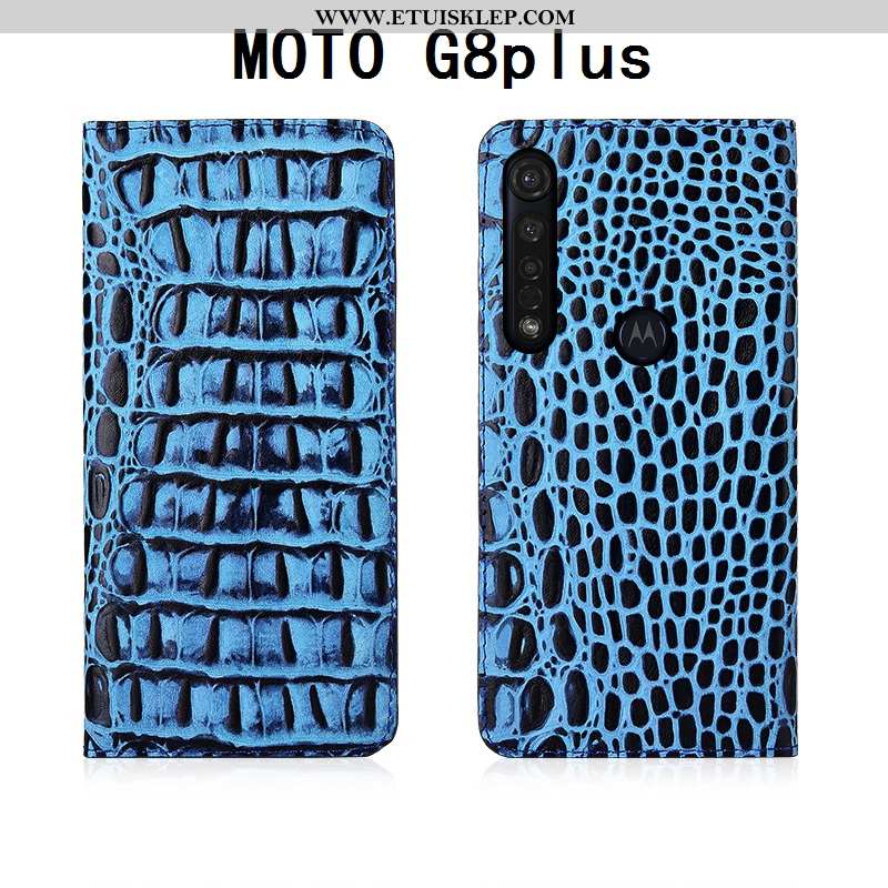 Etui Moto G8 Plus Silikonowe Pokrowce Futerał Prawdziwa Skóra Niebieski Telefon Komórkowy All Inclus