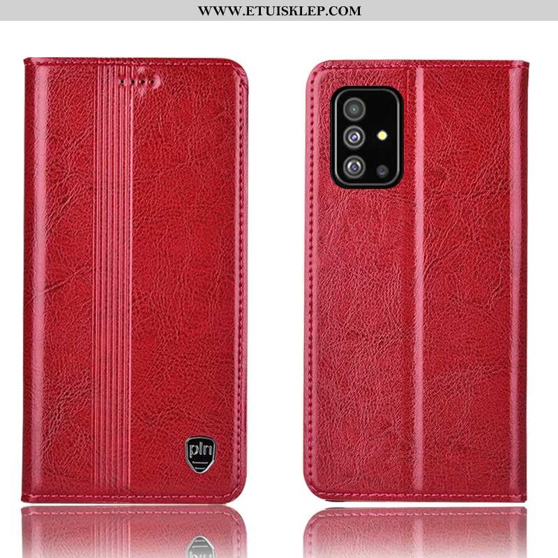 Etui Samsung Galaxy A51 Prawdziwa Skóra Telefon Komórkowy Obudowa Czerwony All Inclusive Anti-fall T