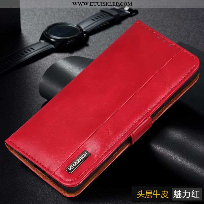 Etui Xiaomi Mi Note 10 Lite Prawdziwa Skóra Skórzane Futerał Czerwony Mały Obudowa Tani