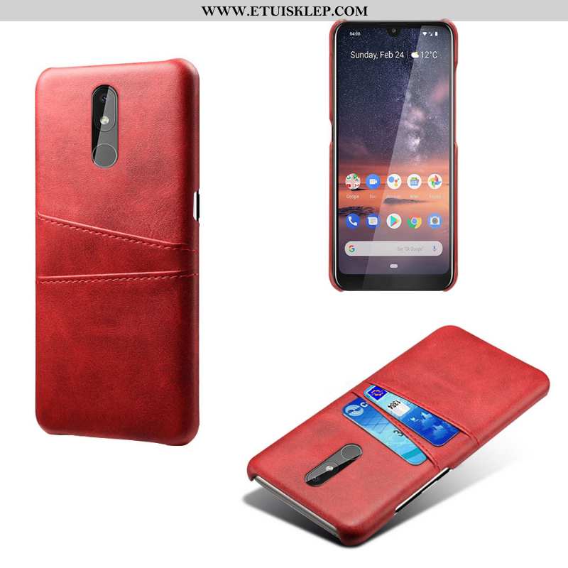 Futerał Nokia 3.2 Ochraniacz Karta Telefon Komórkowy Biznes Skóra Czerwony Sklep