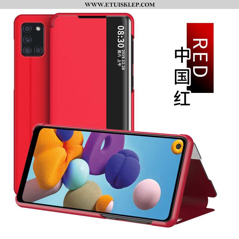 Futerał Samsung Galaxy A21s Skórzane Etui Czerwony Windows Telefon Komórkowy Gwiazda Tanie