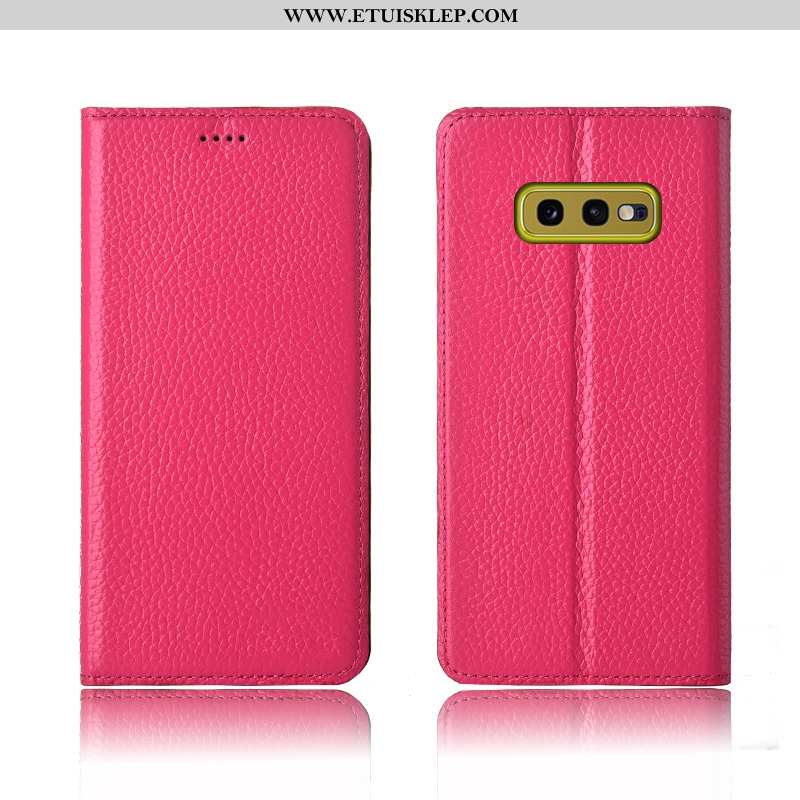 Futerał Samsung Galaxy S10e Prawdziwa Skóra Telefon Komórkowy Skórzane Etui Czerwony Litchi Nowy Tan