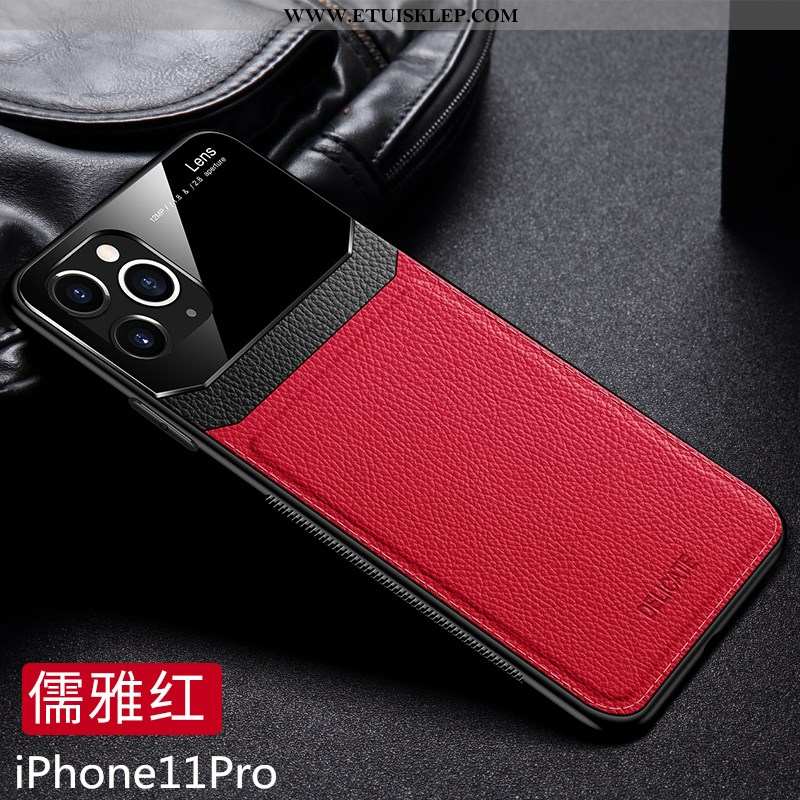 Futerał iPhone 11 Pro Moda Czarny Trendy Skórzane Etui Telefon Komórkowy Czerwony Wysoki Koniec Tani