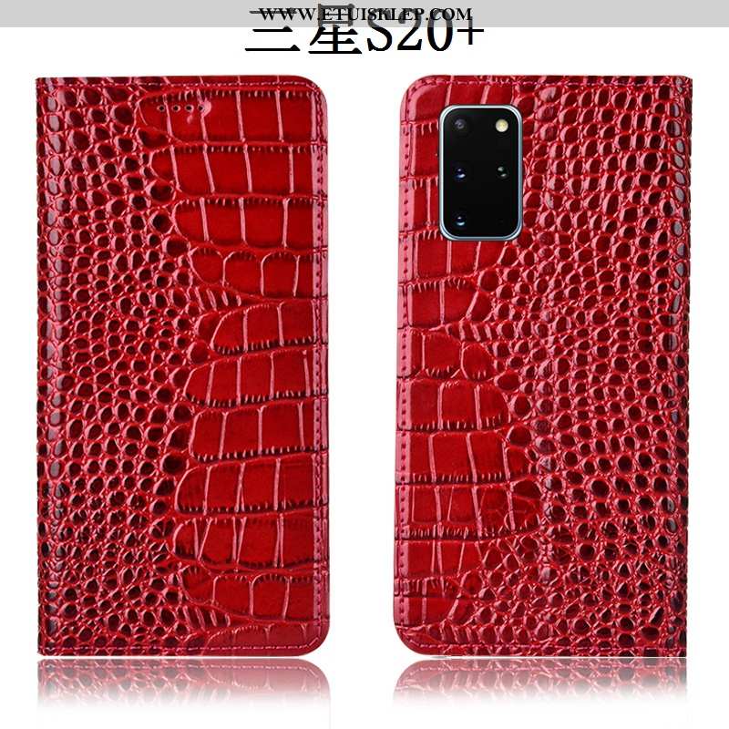 Obudowa Samsung Galaxy S20+ Prawdziwa Skóra Czerwony Anti-fall Etui Krokodyl Futerał Telefon Komórko