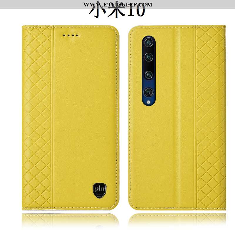 Obudowa Xiaomi Mi 10 Skórzane Etui Telefon Komórkowy All Inclusive Futerał Młodzież Żółty Tani