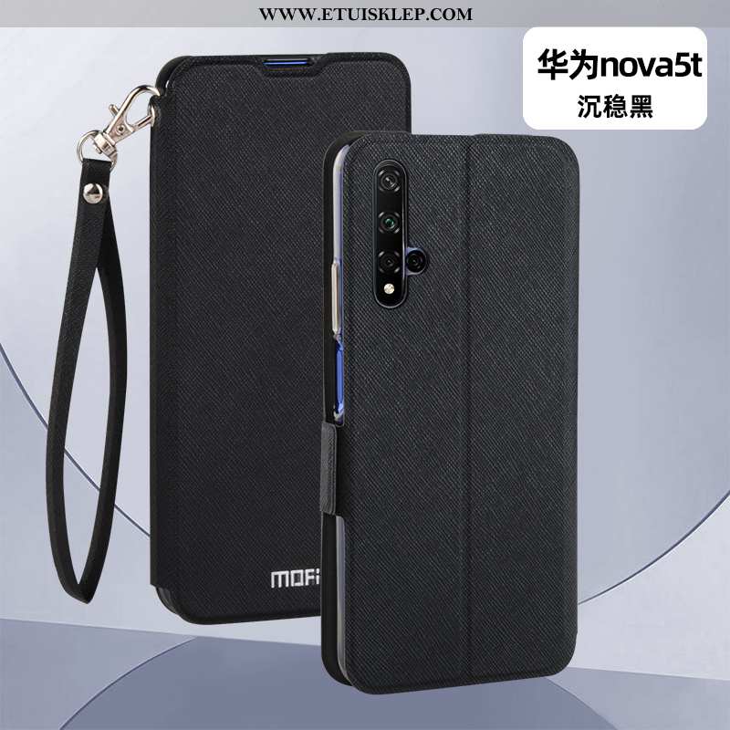 Pokrowce Huawei Nova 5t Skórzane Etui Telefon Komórkowy Czarny All Inclusive Ochraniacz Klapa Sprzed