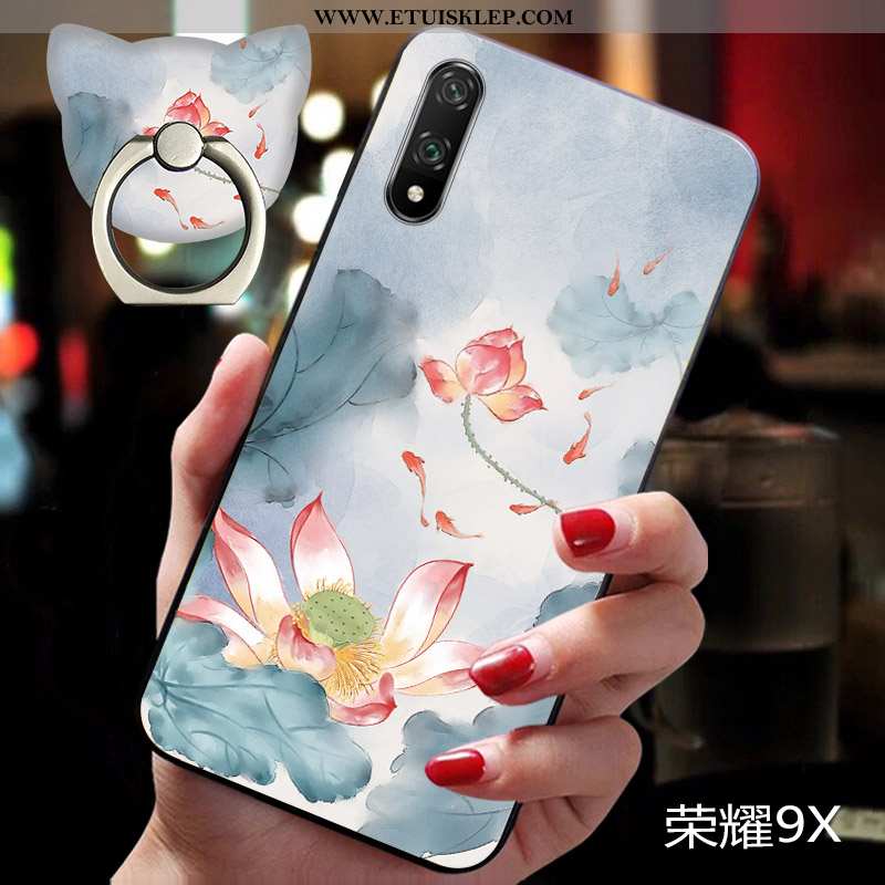 Etui Honor 9x Cienkie Niebieski Anti-fall Trendy Futerał Wisząca Szyja Kwiaty Tanie