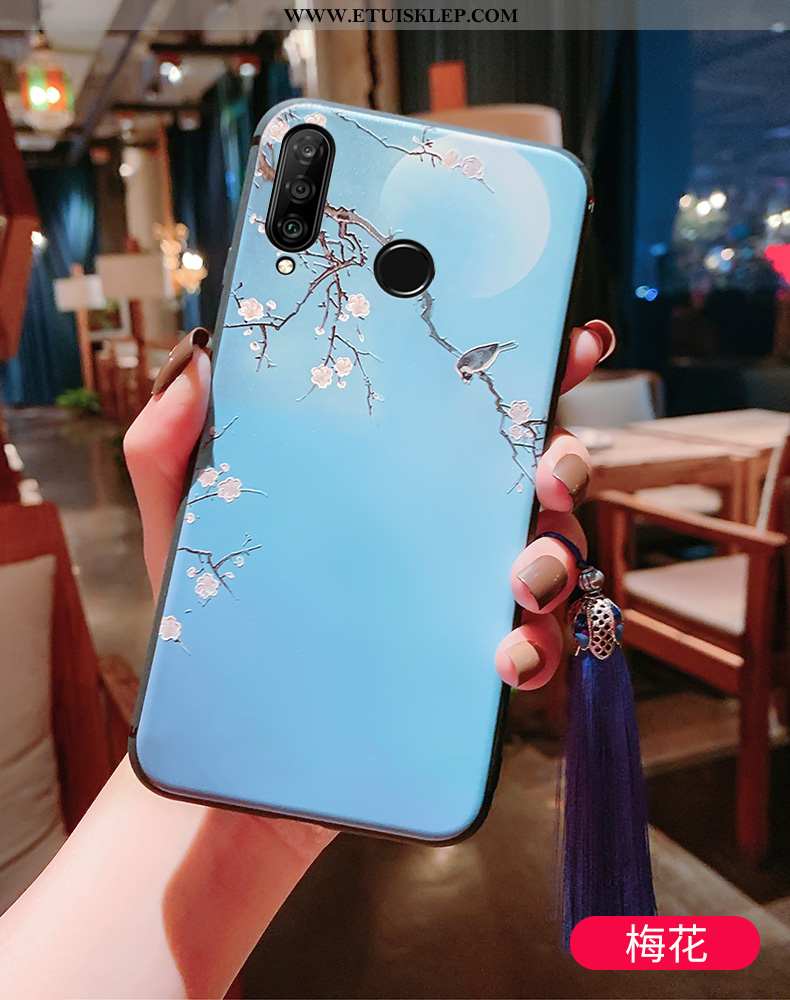 Etui Huawei P30 Lite Silikonowe Anti-fall Z Frędzlami Chiński Styl Vintage Telefon Komórkowy Niebies