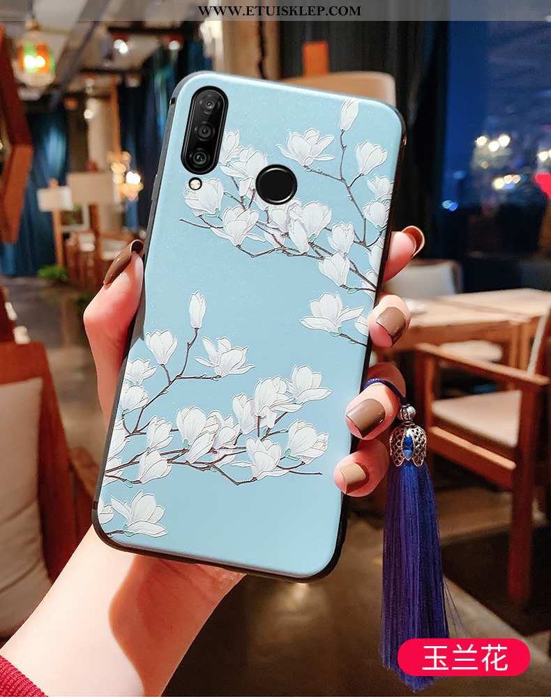 Etui Huawei P30 Lite Silikonowe Anti-fall Z Frędzlami Chiński Styl Vintage Telefon Komórkowy Niebies