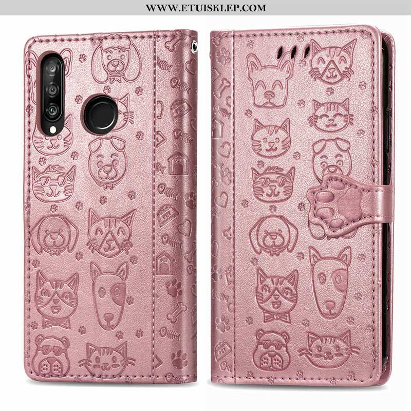 Etui Huawei P30 Lite Skóra Psy Relief Wiszące Ozdoby Kotek Relief Futerał Tanie