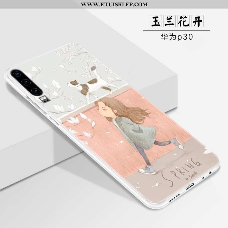 Etui Huawei P30 Nubuku Telefon Komórkowy Miękki Biały Cienkie Anti-fall Trendy Online