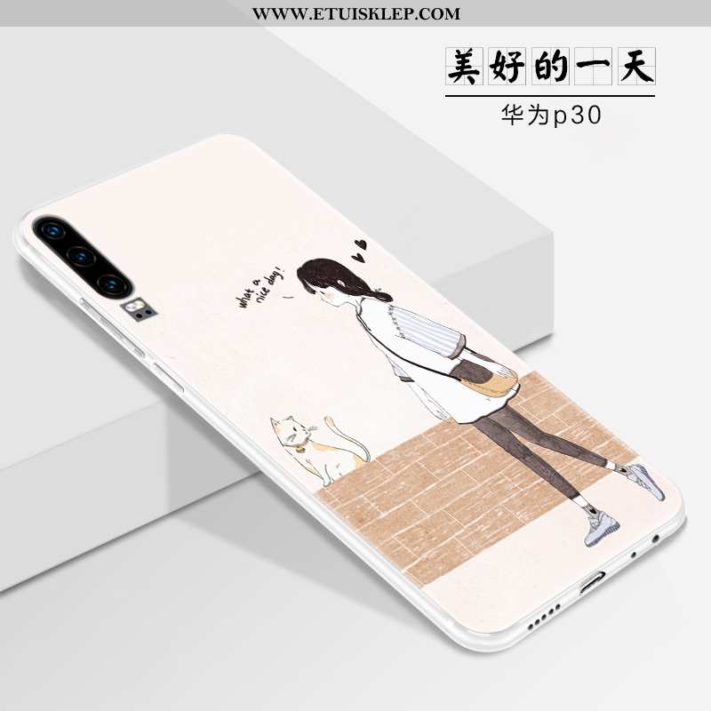 Etui Huawei P30 Nubuku Telefon Komórkowy Miękki Biały Cienkie Anti-fall Trendy Online