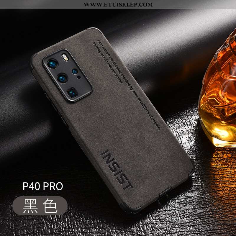 Etui Huawei P40 Pro Nubuku Czarny All Inclusive Anti-fall Cienkie Skóra Futerał Tani