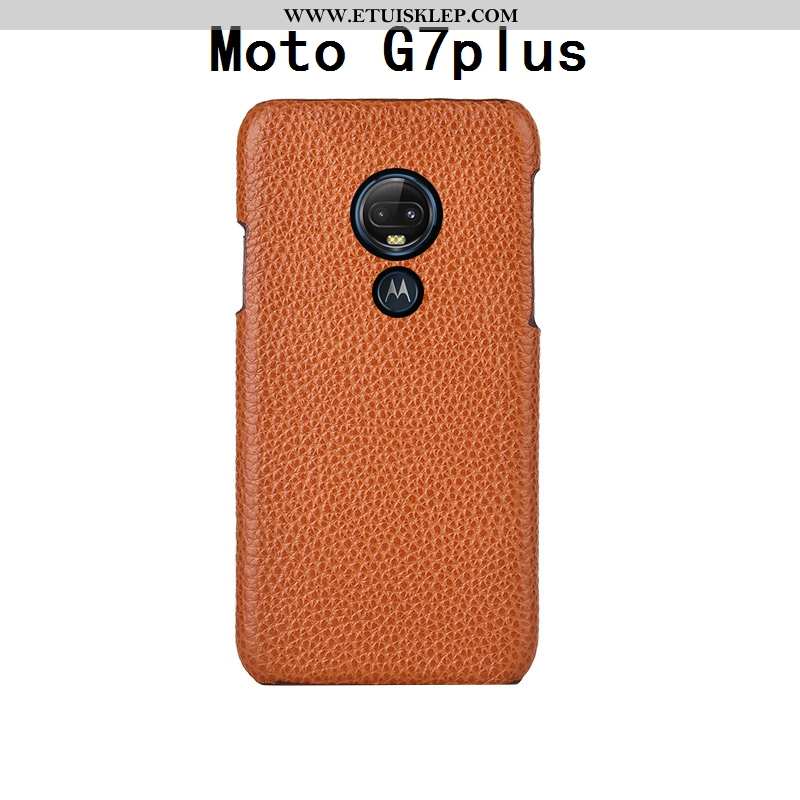 Etui Moto G7 Plus Kreatywne Górna Skóra Telefon Komórkowy Litchi Ciemno Niebieski Luksusowy Kup