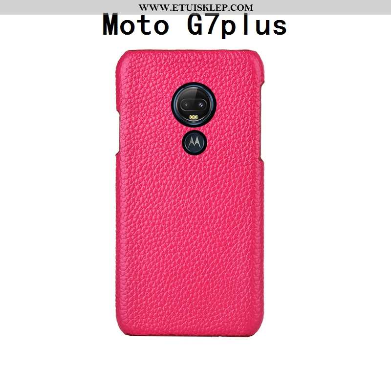 Etui Moto G7 Plus Kreatywne Górna Skóra Telefon Komórkowy Litchi Ciemno Niebieski Luksusowy Kup