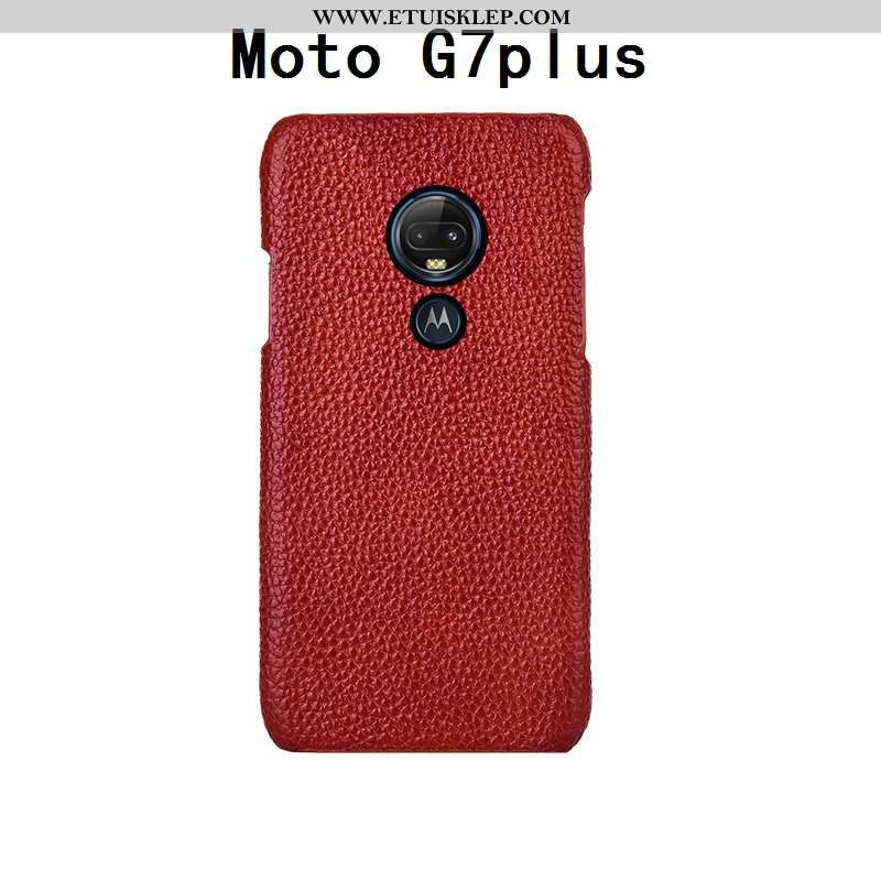 Etui Moto G7 Plus Kreatywne Górna Skóra Telefon Komórkowy Litchi Ciemno Niebieski Luksusowy Kup