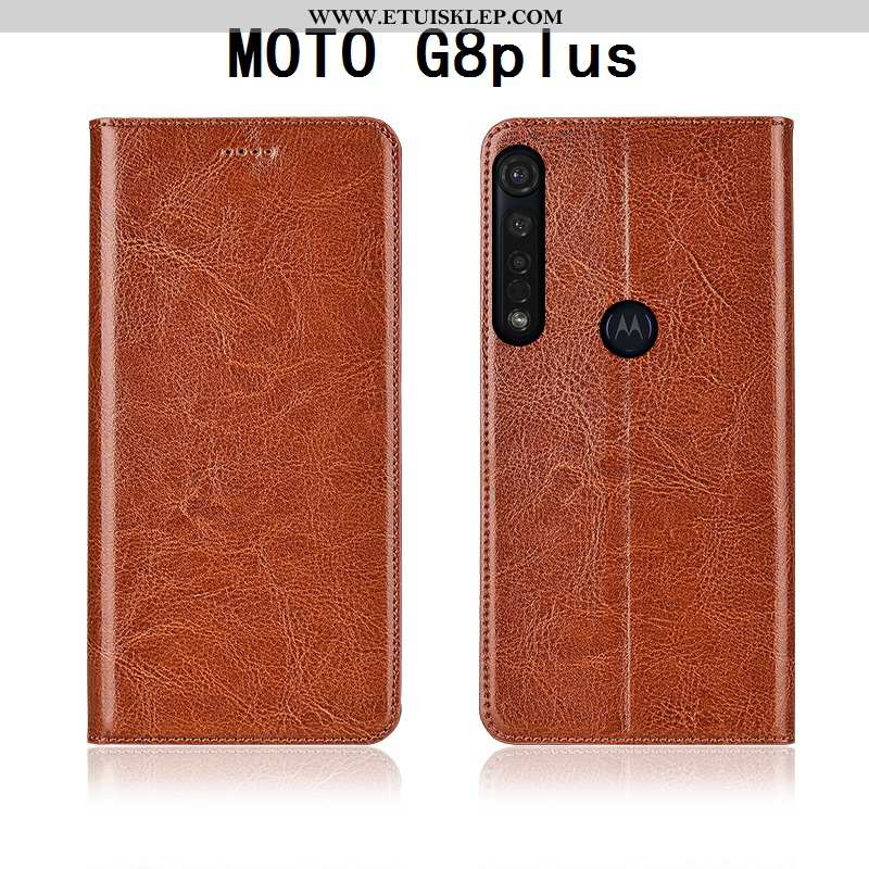 Etui Moto G8 Plus Silikonowe Telefon Komórkowy Prawdziwa Skóra Anti-fall All Inclusive Pokrowce Skle