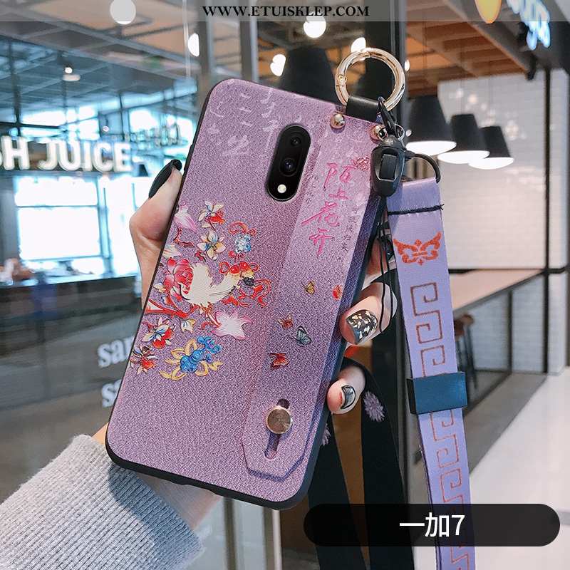 Etui Oneplus 7 Miękki Wspornik Purpurowy Wiszące Ozdoby Cienkie Kwiaty Vintage Sklep