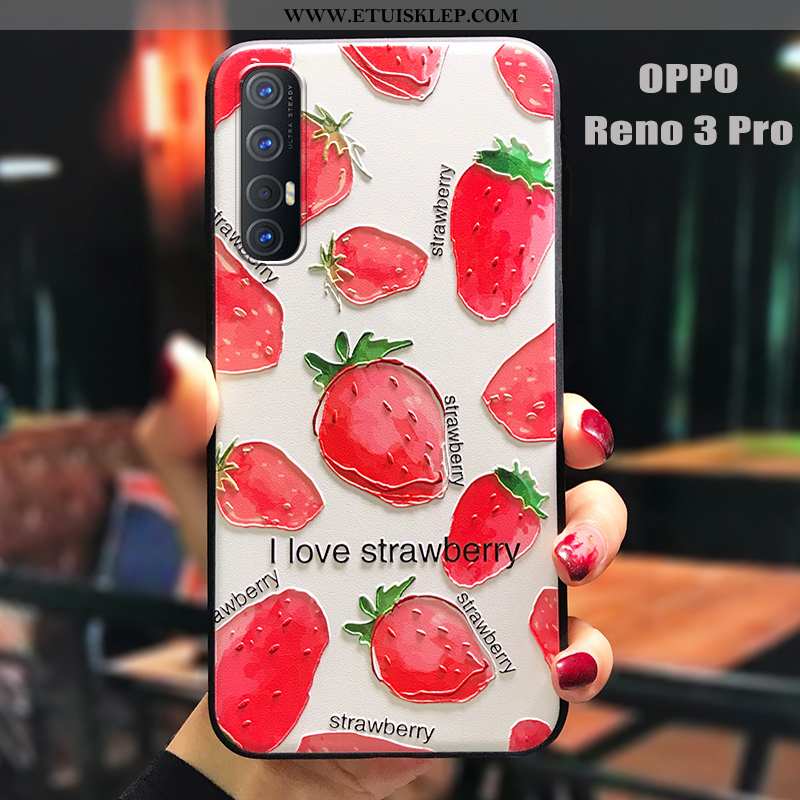 Etui Oppo Reno 3 Pro Silikonowe Osobowość Miękki Futerał Cienkie Czerwony Dyskont