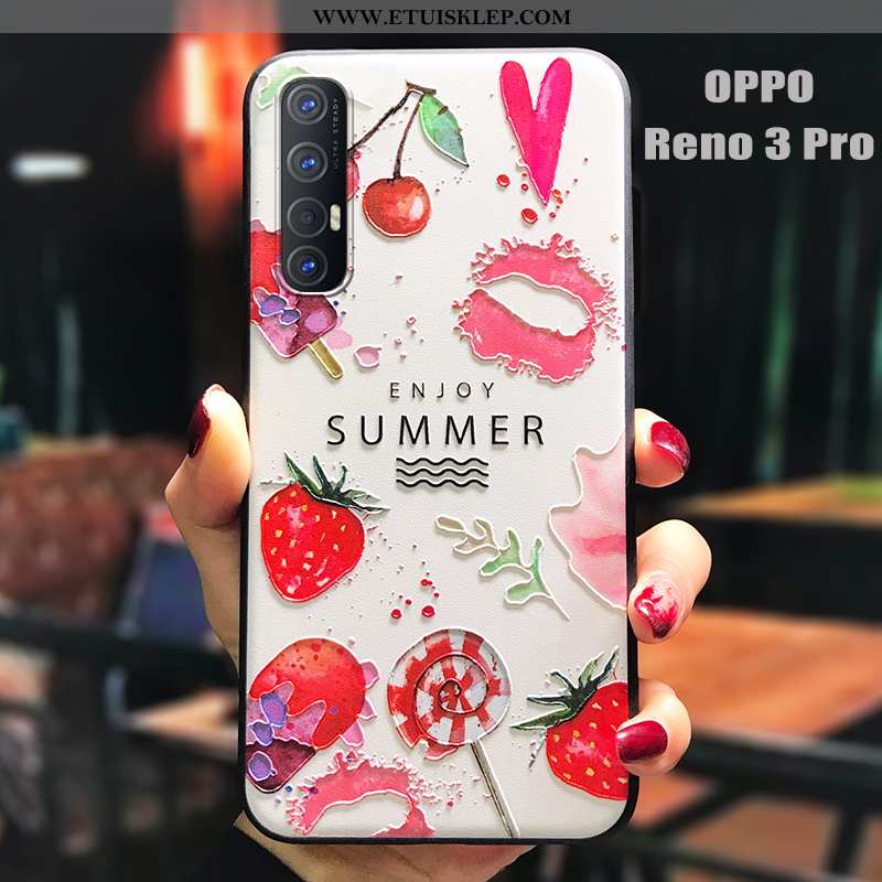 Etui Oppo Reno 3 Pro Silikonowe Osobowość Miękki Futerał Cienkie Czerwony Dyskont