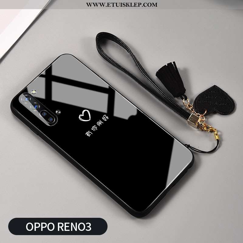 Etui Oppo Reno 3 Szkło Czarny Telefon Komórkowy Czerwony Netto Świeży Mały Futerał Online