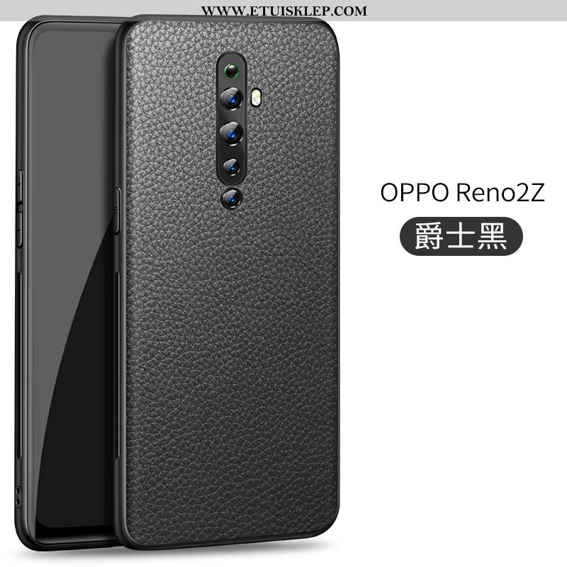 Etui Oppo Reno2 Z Cienkie Futerał Litchi Super Skóra Czarny Na Sprzedaż