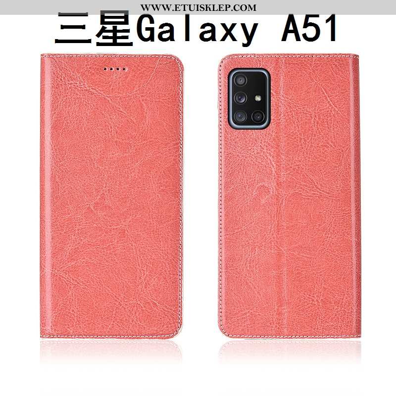 Etui Samsung Galaxy A51 Prawdziwa Skóra Nubuku Skórzane Klapa Anti-fall Silikonowe Gwiazda Sklep