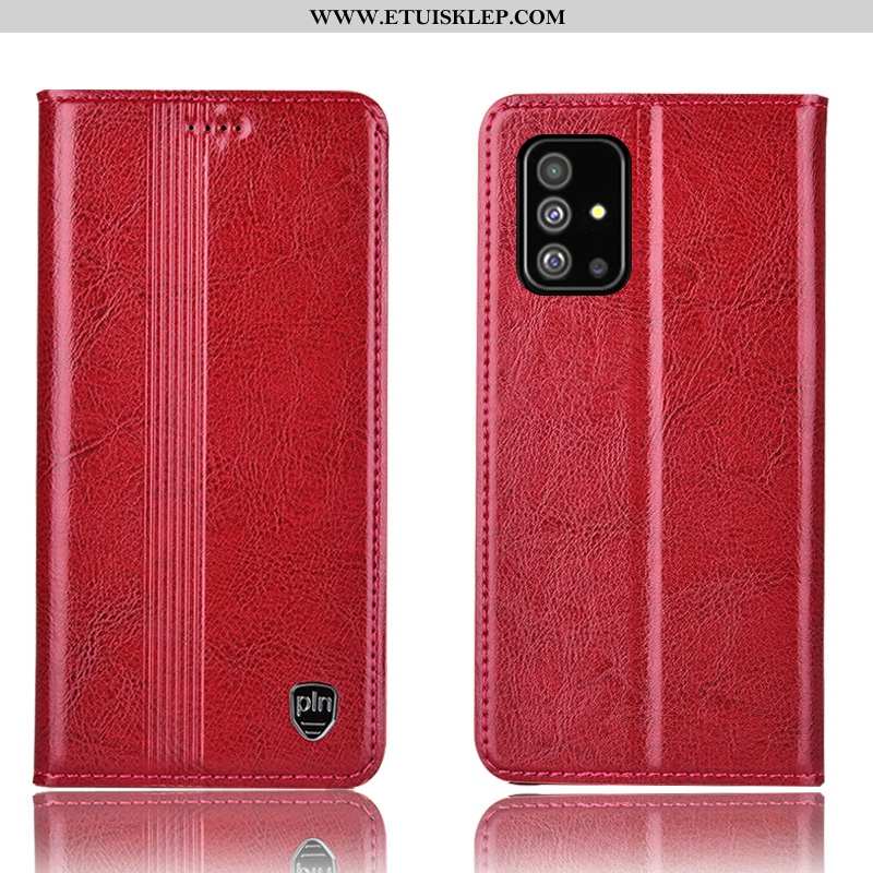 Etui Samsung Galaxy A51 Prawdziwa Skóra Telefon Komórkowy Obudowa Czerwony All Inclusive Anti-fall T