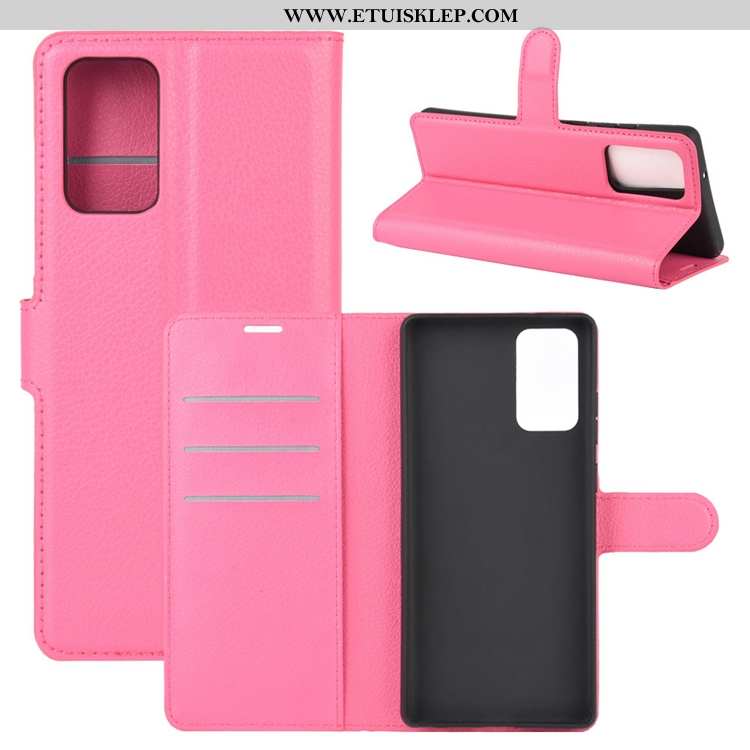 Etui Samsung Galaxy Note20 Ultra Skórzane Antypoślizgowe Różowe Telefon Komórkowy Klapa Futerał Kart