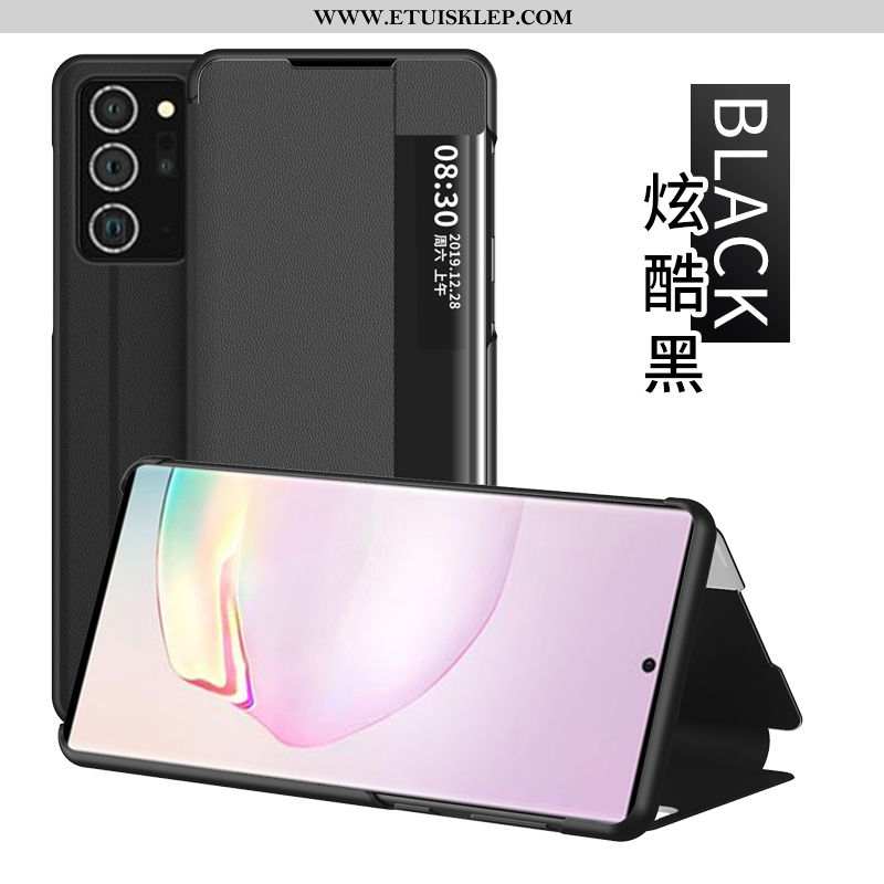 Etui Samsung Galaxy Note20 Ultra Skórzane Telefon Komórkowy Windows Gwiazda All Inclusive Różowe Obu