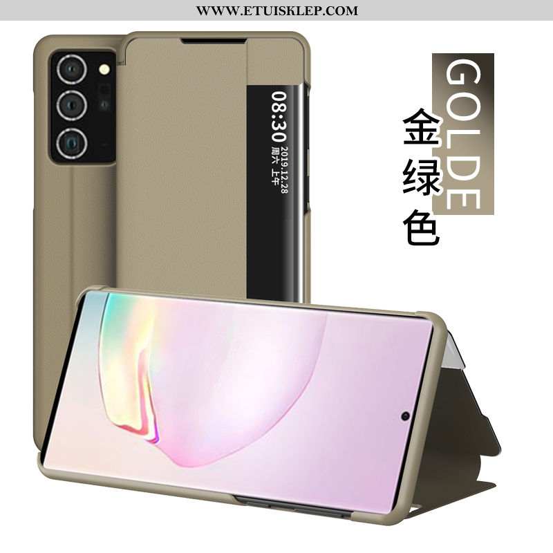 Etui Samsung Galaxy Note20 Ultra Skórzane Telefon Komórkowy Windows Gwiazda All Inclusive Różowe Obu