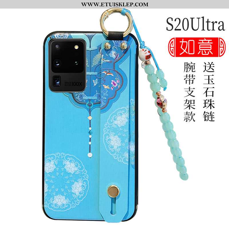 Etui Samsung Galaxy S20 Ultra Miękki Niebieski Wspornik Gwiazda Anti-fall Chiński Styl Futerał Ofert