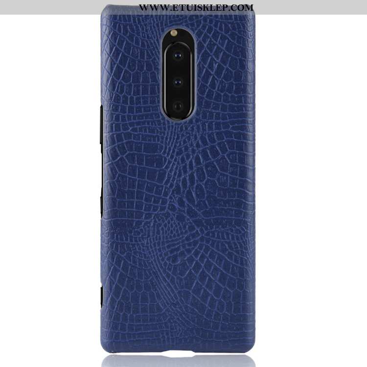 Etui Sony Xperia 1 Ochraniacz Trudno Anti-fall Krokodyl Futerał Ciemno Niebieski Trendy Tani