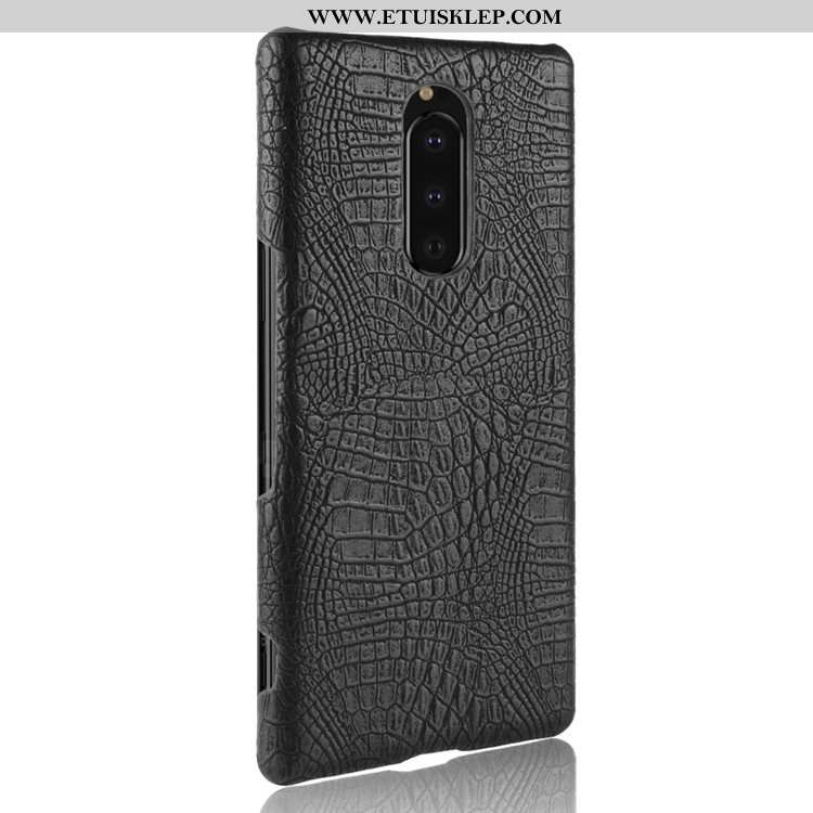 Etui Sony Xperia 1 Ochraniacz Trudno Anti-fall Krokodyl Futerał Ciemno Niebieski Trendy Tani