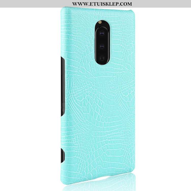 Etui Sony Xperia 1 Ochraniacz Trudno Anti-fall Krokodyl Futerał Ciemno Niebieski Trendy Tani