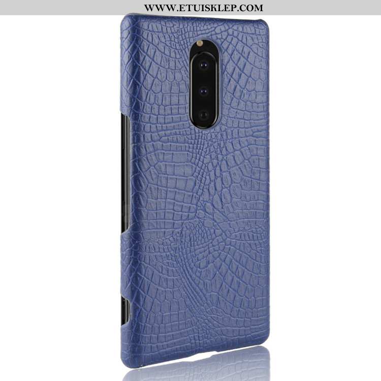 Etui Sony Xperia 1 Ochraniacz Trudno Anti-fall Krokodyl Futerał Ciemno Niebieski Trendy Tani