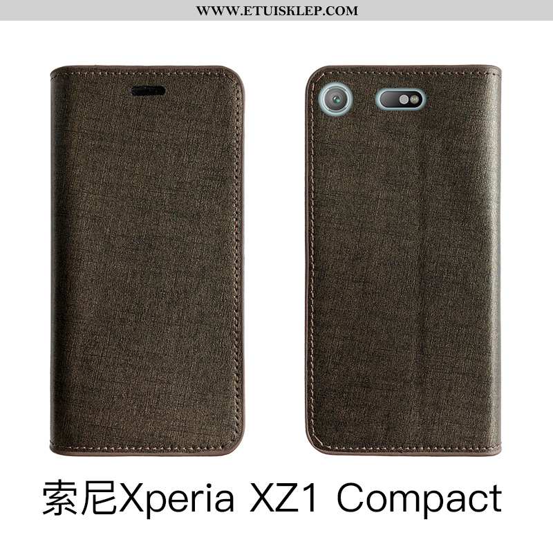 Etui Sony Xperia Xz1 Compact Prawdziwa Skóra Anti-fall All Inclusive Futerał Klapa Luksusowy Tani