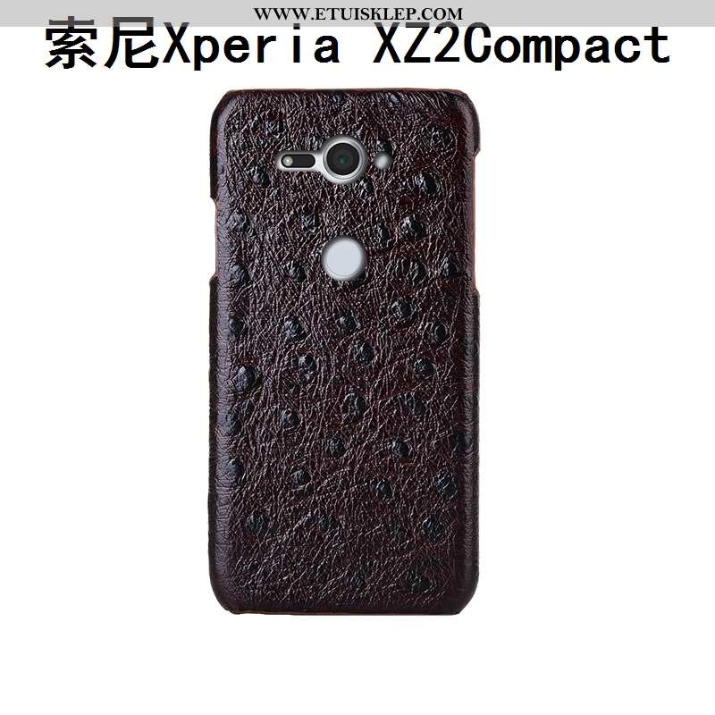 Etui Sony Xperia Xz2 Compact Wzór Luksusowy Tylna Pokrywa Telefon Komórkowy Anti-fall Prawdziwa Skór