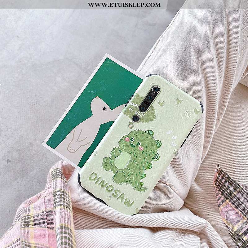 Etui Xiaomi Mi 10 Pro Relief Smok Piękny Zielony Silikonowe Bydło Kreatywne Tani