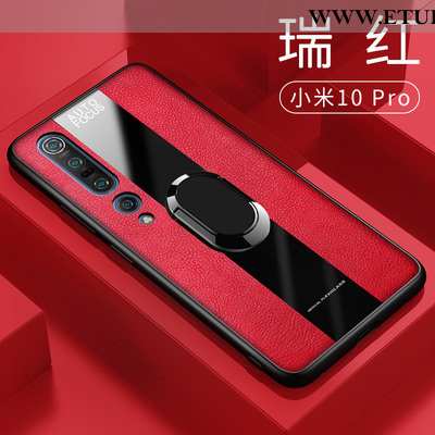 Etui Xiaomi Mi 10 Pro Skórzane Telefon Komórkowy Futerał Czerwony Anti-fall Mały Ring Tanie