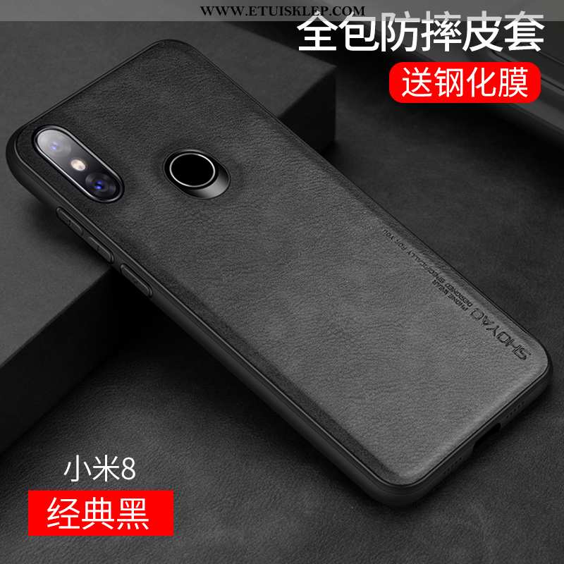 Etui Xiaomi Mi 8 Trendy Anti-fall Wzór Czarny Przezroczysty Skórzane All Inclusive Sklep