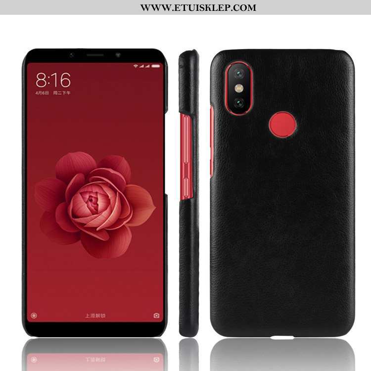 Etui Xiaomi Mi A2 Skórzane Trudno Futerał Mały Czerwony Anti-fall Litchi Oferta