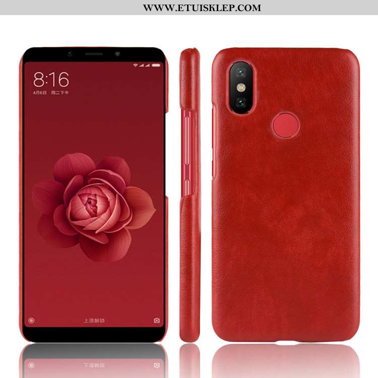 Etui Xiaomi Mi A2 Skórzane Trudno Futerał Mały Czerwony Anti-fall Litchi Oferta