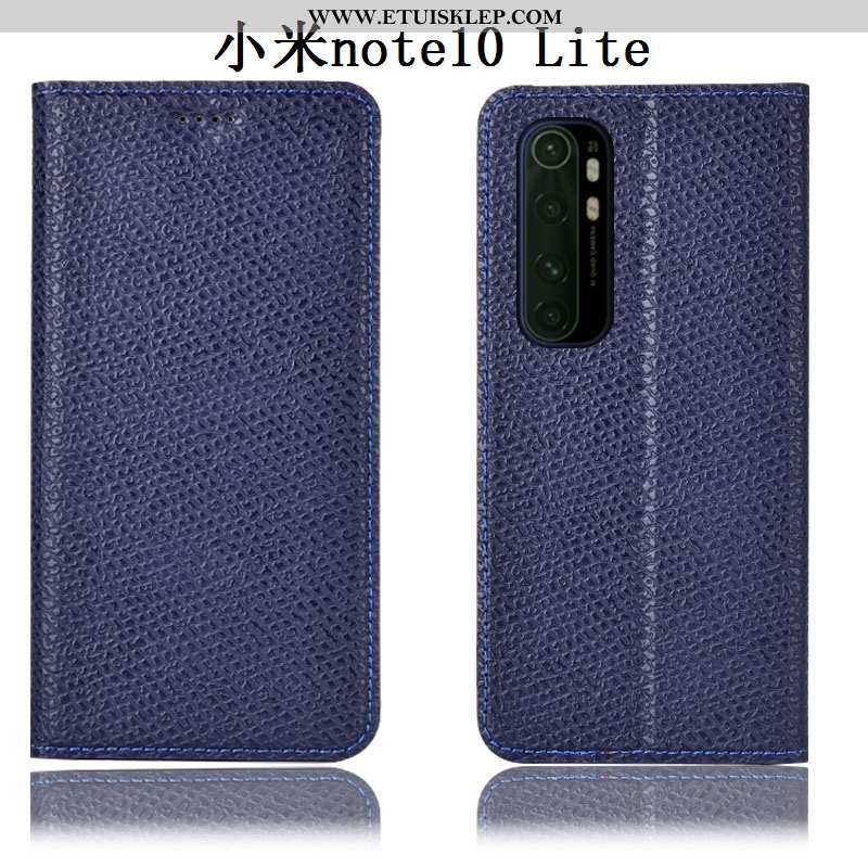 Etui Xiaomi Mi Note 10 Lite Prawdziwa Skóra Młodzież Telefon Komórkowy Czarny Anti-fall Futerał Sprz