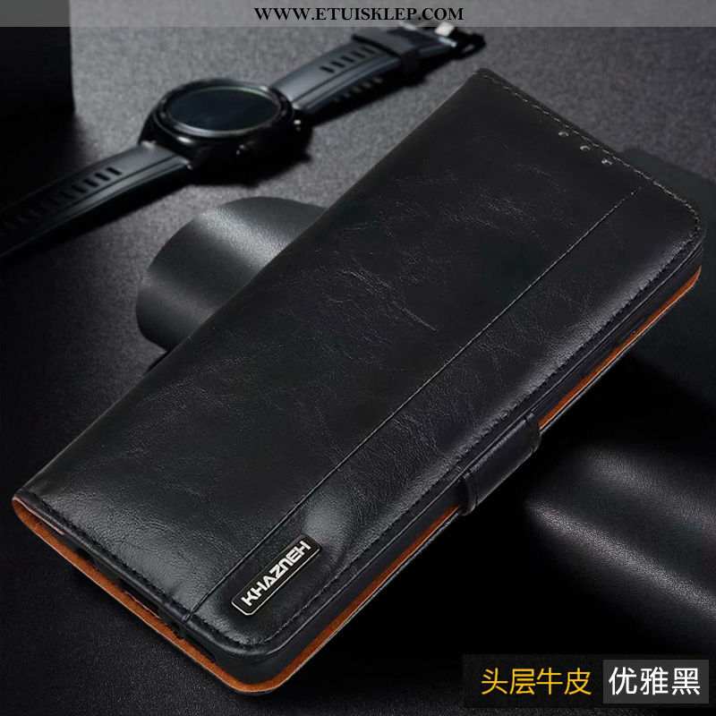 Etui Xiaomi Mi Note 10 Lite Prawdziwa Skóra Skórzane Futerał Czerwony Mały Obudowa Tani