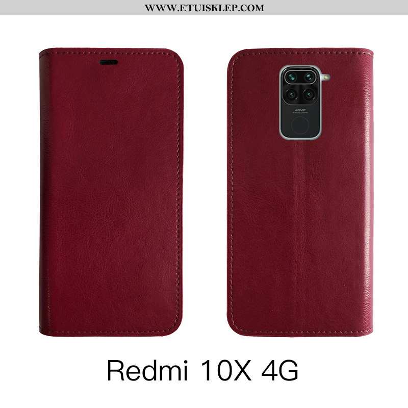 Etui Xiaomi Redmi Note 9 Ochraniacz Prawdziwa Skóra All Inclusive Bydło Czerwony Futerał Telefon Kom