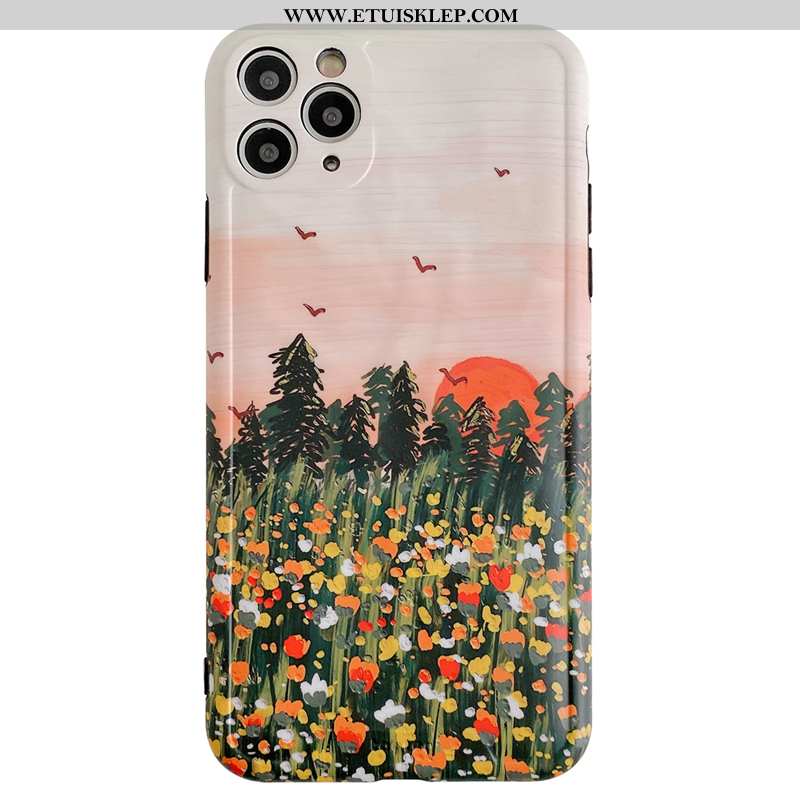 Etui iPhone 11 Pro Max Silikonowe Osobowość Ręcznie Malowane Obraz Olejny Anti-fall Futerał Kwiaty S